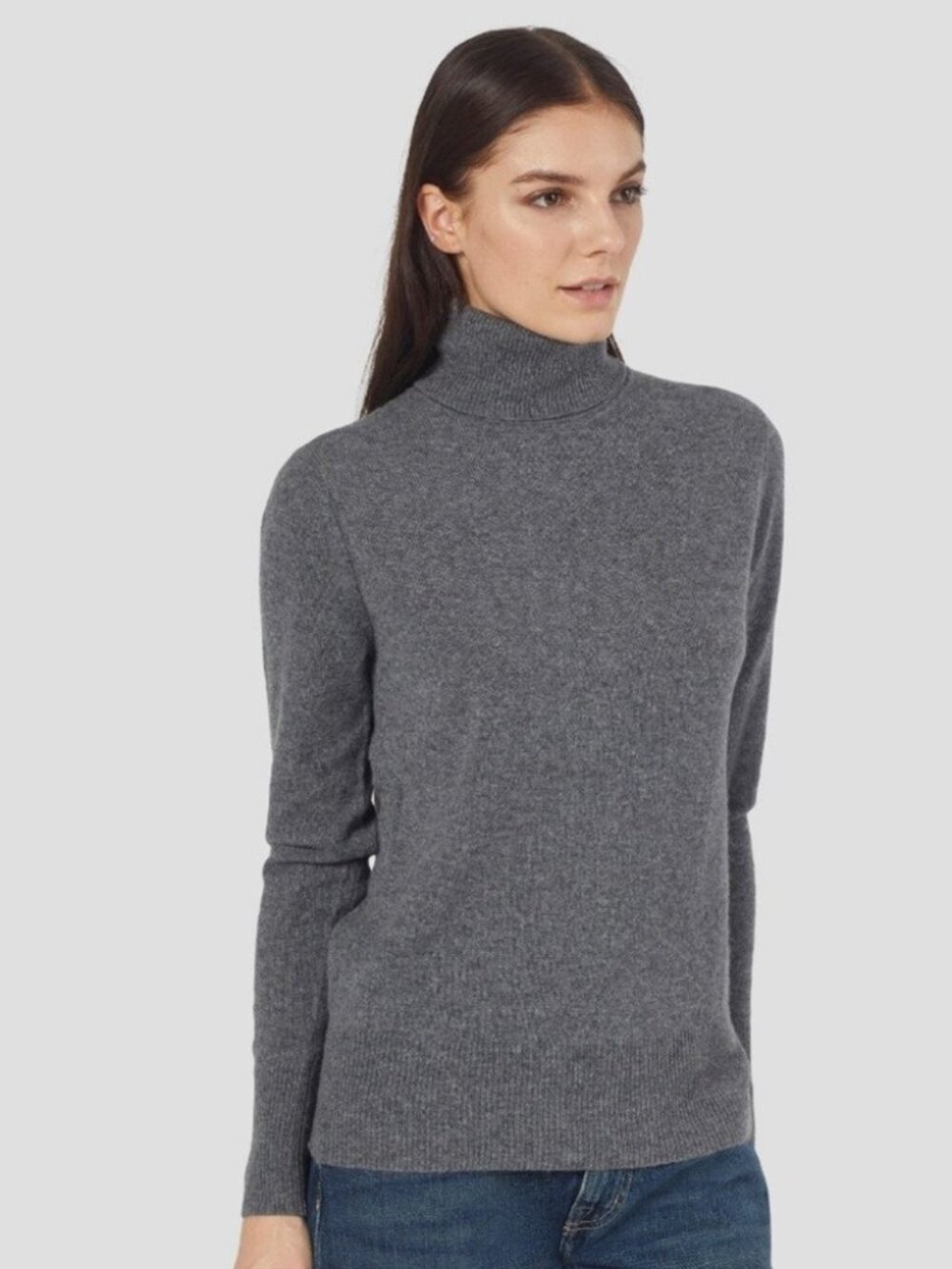 Equipment Gray 100% Cashmere Delafine Turtleneck Sweater L